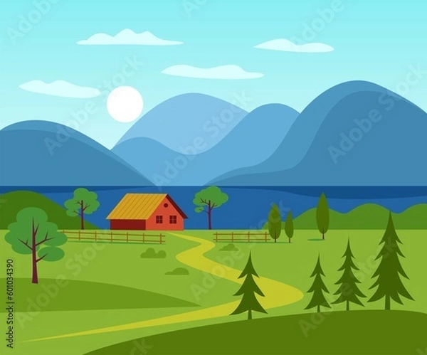 Obraz landscape with mountains and sky