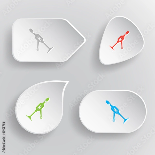 Fototapeta Hand drill. White flat vector buttons on gray background.