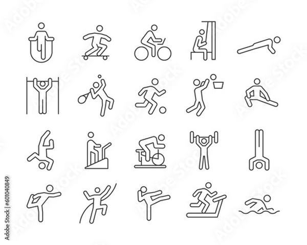 Obraz Ikony ćwiczeń - linia wektorowa. Edytowalny udar.