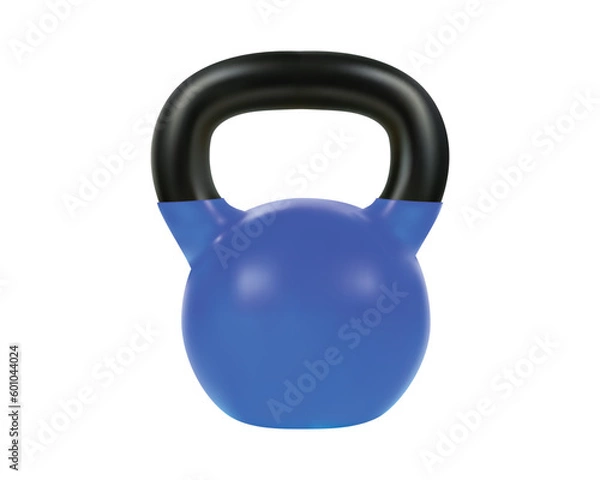 Fototapeta vector blue kettlebell, 3d realistic isolated on white backgroun