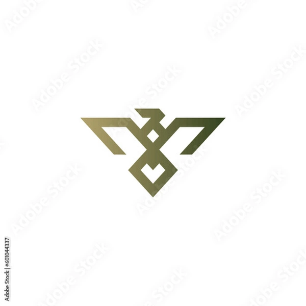 Fototapeta Abstract image of bird vector logo with sharp edge isolated on white background