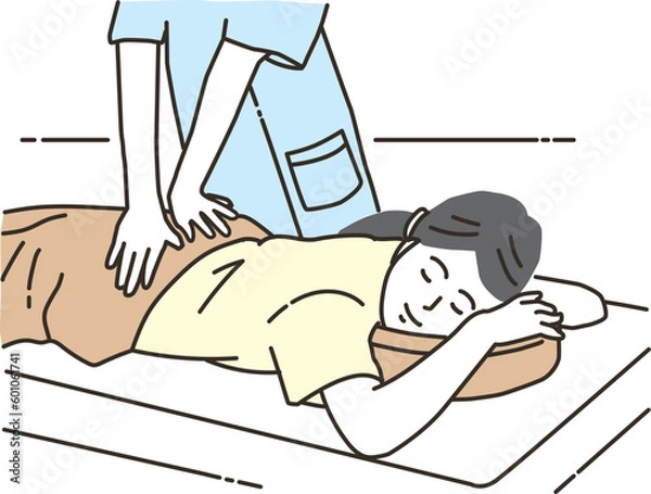 Obraz マッサージ（整体）を受ける若い女性