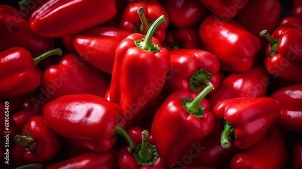 Obraz Fresh red bell pepper background with ai generated