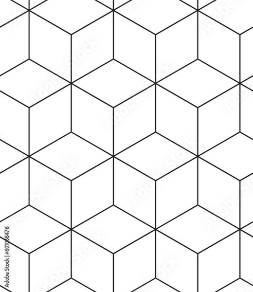 Obraz Abstract geometric pattern background with hexagonal and triangular texture. Black and white seamless grid lines. Simple minimalistic pattern