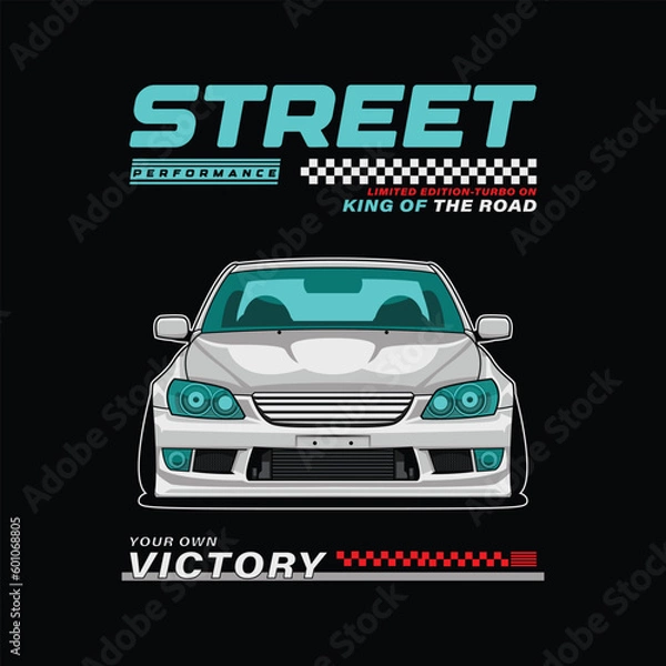 Fototapeta car design illustration, street racing car. translation: street car.