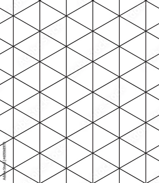 Obraz Abstract geometric pattern background with hexagonal and triangular texture. Black and white seamless grid lines. Simple minimalistic pattern