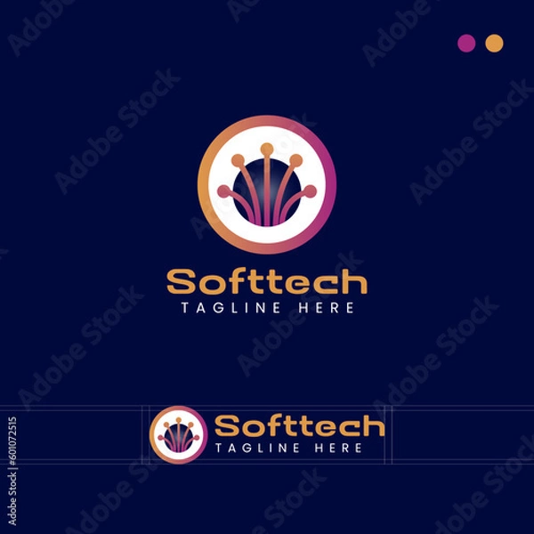 Obraz softtech company logo design template 