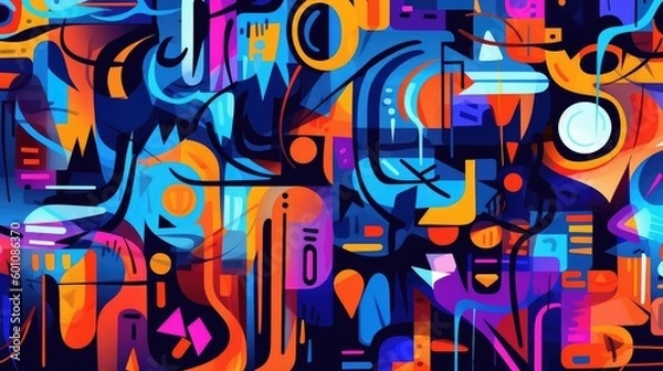 Fototapeta Colorful graffiti art background generated by AI