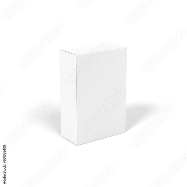 Fototapeta blank packaging white cardboard box isolated on white background with clipping path. 3D illustration, 3D rendering.