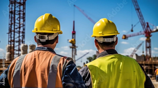 Fototapeta The Guardians of Progress: Witnessing Construction Mastery. Generative AI
