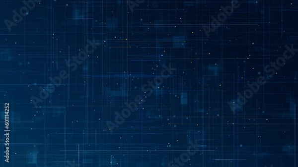 Fototapeta Blue digital line and grid perspective technology abstract background concept