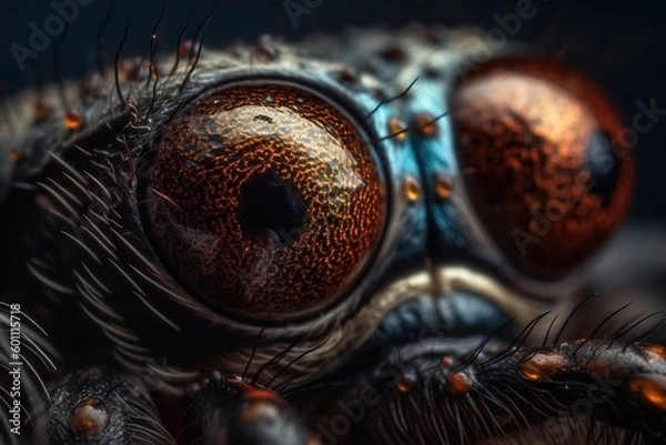 Fototapeta Intricate Macro Shot of Spider's Eye Detail - Generative AI