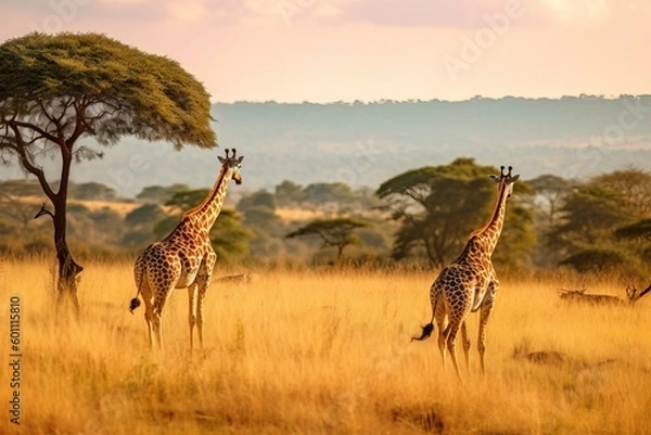 Fototapeta Sprawling Savannah Stretching to the Horizon - Generative AI