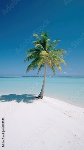 Fototapeta Serene Earth Beachscape with White Sandy Shores - Generative AI