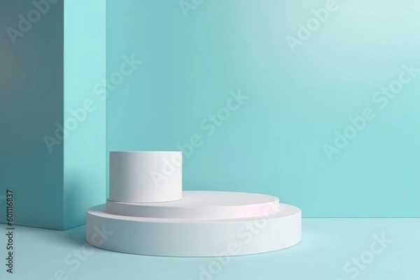 Obraz abstract minimal empty podium with bright colors to display products on a raised graphical area, 3D style generative ai Illustration