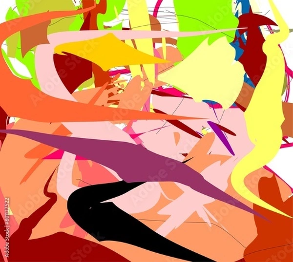 Fototapeta Multicolored paint, watercolor forms, swirls, lines, abstract background