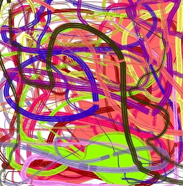 Fototapeta Multicolored paint, watercolor forms, swirls, lines, abstract background