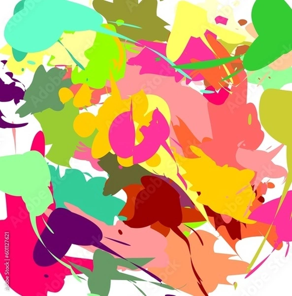Fototapeta Multicolored paint, watercolor forms, swirls, lines, abstract background