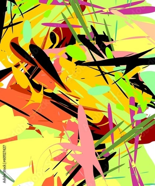 Fototapeta Multicolored paint, watercolor forms, swirls, lines, abstract background