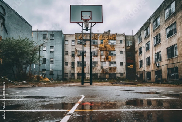 Obraz empty playground in the background of the city. made by ai. generative ai