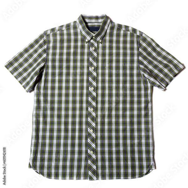 Obraz Button down short sleeve men's shirt on white background