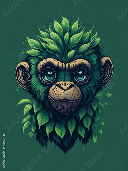 Obraz Monkey head creative illustration ai generated