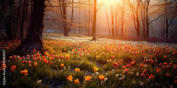 Obraz Colorful spring meadow generative ai