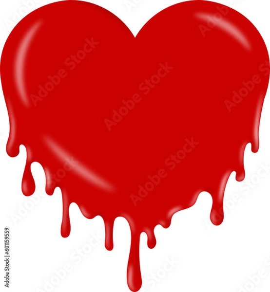 Obraz Isolated red melting heart on white background.