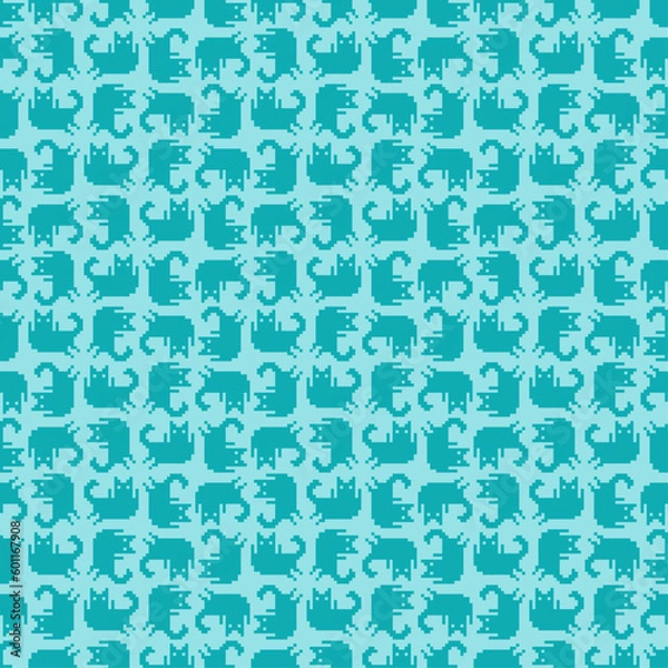 Fototapeta Cat pixel art pattern seamless. 8 bit pat background. pixelated Baby fabric texture