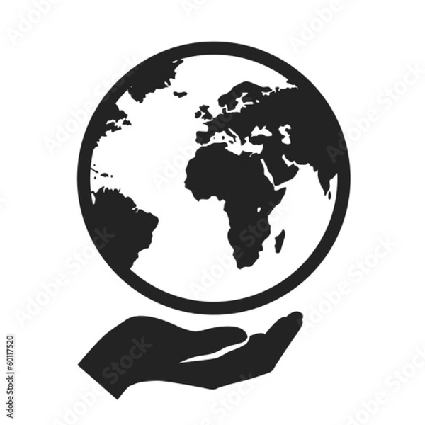 Obraz hand holding globe earth vector web silhouette icon
