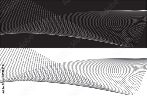 Fototapeta Wave of optical illusion. Abstract black and white illustrations. Horizontal lines stripes pattern or background with wavy distortion effect.