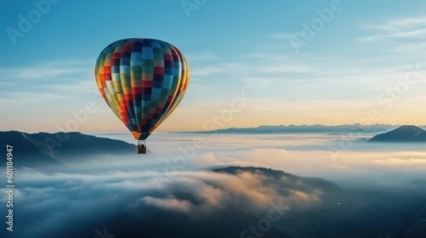 Fototapeta colorful hot air balloon in the sky . generative AI