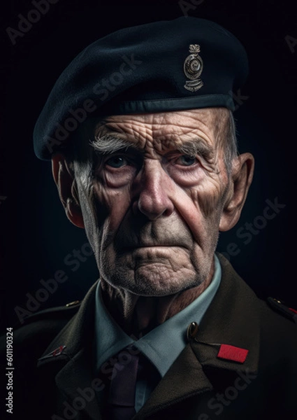 Obraz Elderly Veteran Portrait-Generative AI