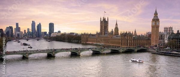 Fototapeta Beautiful aerial view of the Palace of Westminster in London