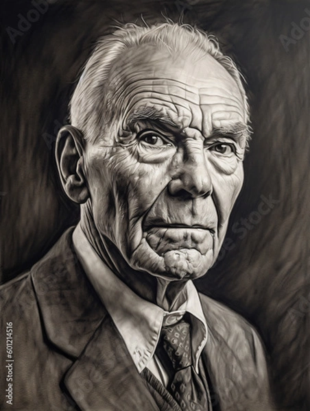 Fototapeta A pencil drawing of a man in a suit and tie Generative Ai