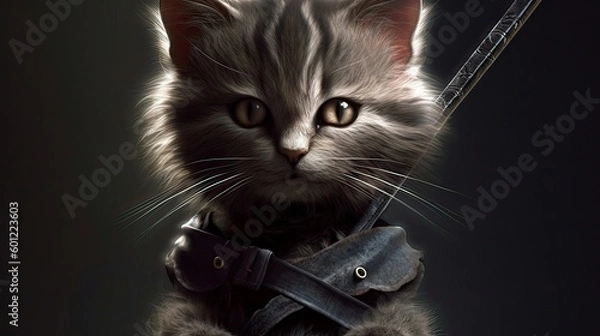 Obraz ninja cat. Generative AI
