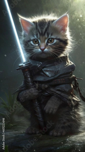 Obraz ninja cat. Generative AI
