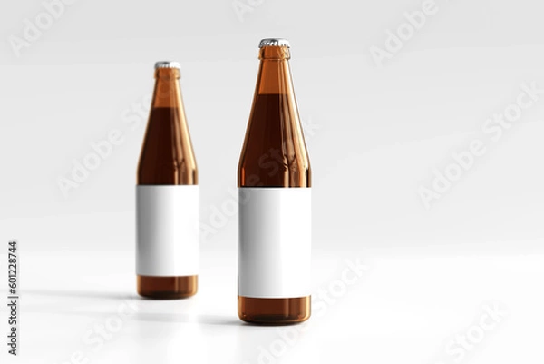 Fototapeta Beer Bottle Mock-Up - Blank Label. 3D illustration, 3D rendering.