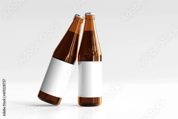 Fototapeta Beer Bottle Mock-Up - Blank Label. 3D illustration, 3D rendering.