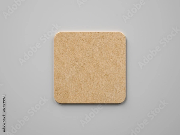 Fototapeta Blank beer coasters mockup. 3d illustration isolated on white background. 3D rendering.