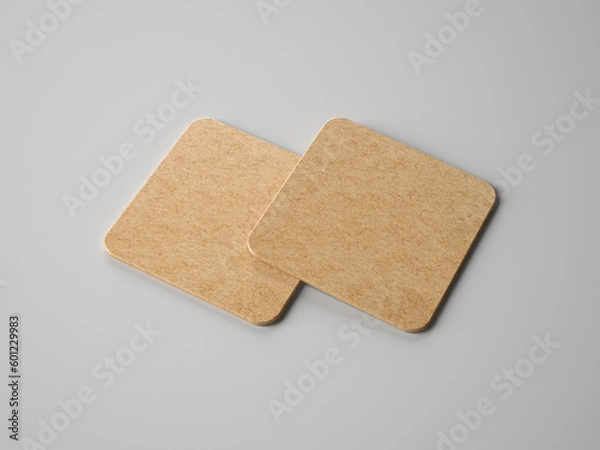 Fototapeta Blank beer coasters mockup. 3d illustration isolated on white background. 3D rendering.
