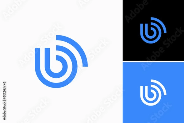 Fototapeta initial letter b with signal wifi logo vector premium design