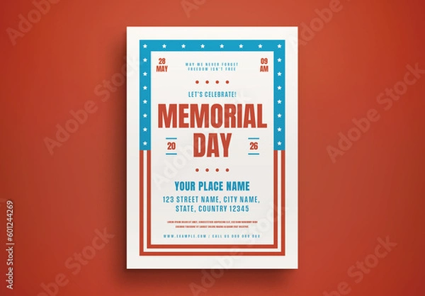 Obraz Retro Memorial Day Flyer Layout