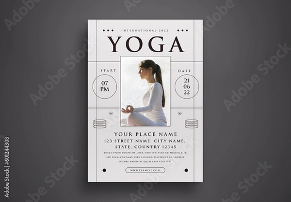 Obraz Monochrome Yoga Flyer Layout