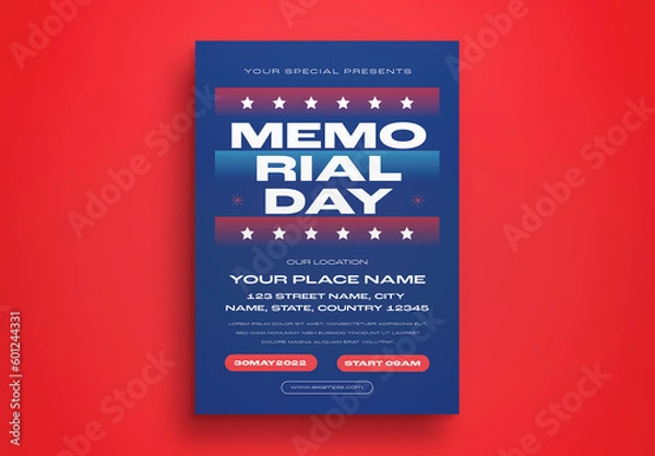 Obraz Dark Blue Memorial Day Flyer Layout