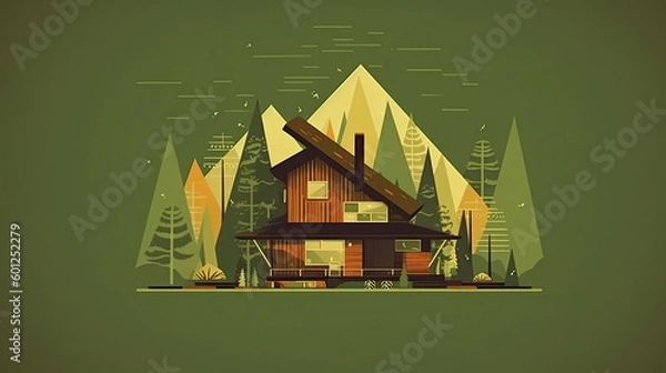 Obraz graphic design of a wooden house