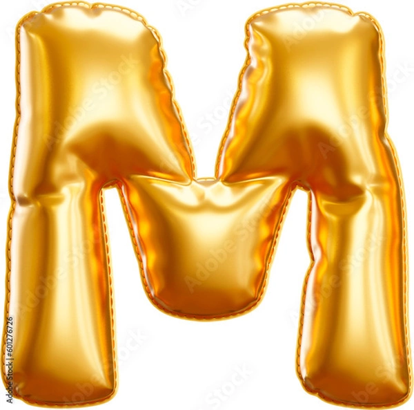 Fototapeta 3D Render Letter M Uppercase Abjad Foil Balloon