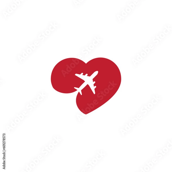 Obraz airplane and heart vector design for icon,symbol or logo. travel template logo 