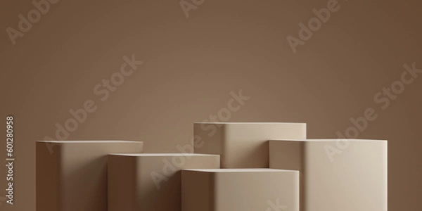 Fototapeta 3d minimal background. 3d podium with brown background for product presentation. 3d rendering illustration.