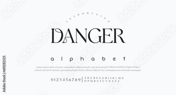 Obraz Lettering Minimalist Fashion. Elegant alphabet letters serif font and number. Typography fonts regular uppercase, lowercase.